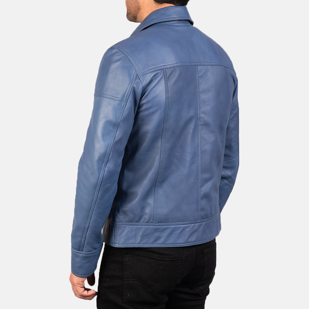 "Matthew Brown Leather Biker Jacket – Pull-Up Cowhide with Classic Shirt Collar"