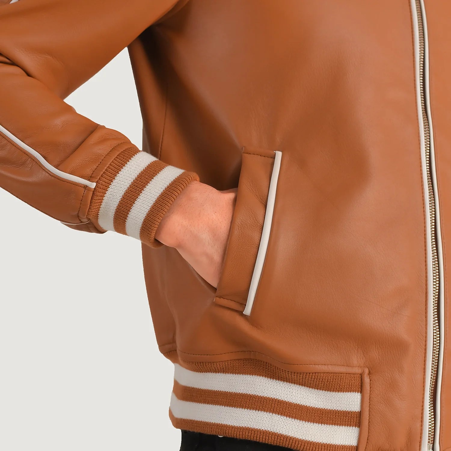 "Cooper Blue Leather Varsity Jacket – Modern Twist on a Classic Design"