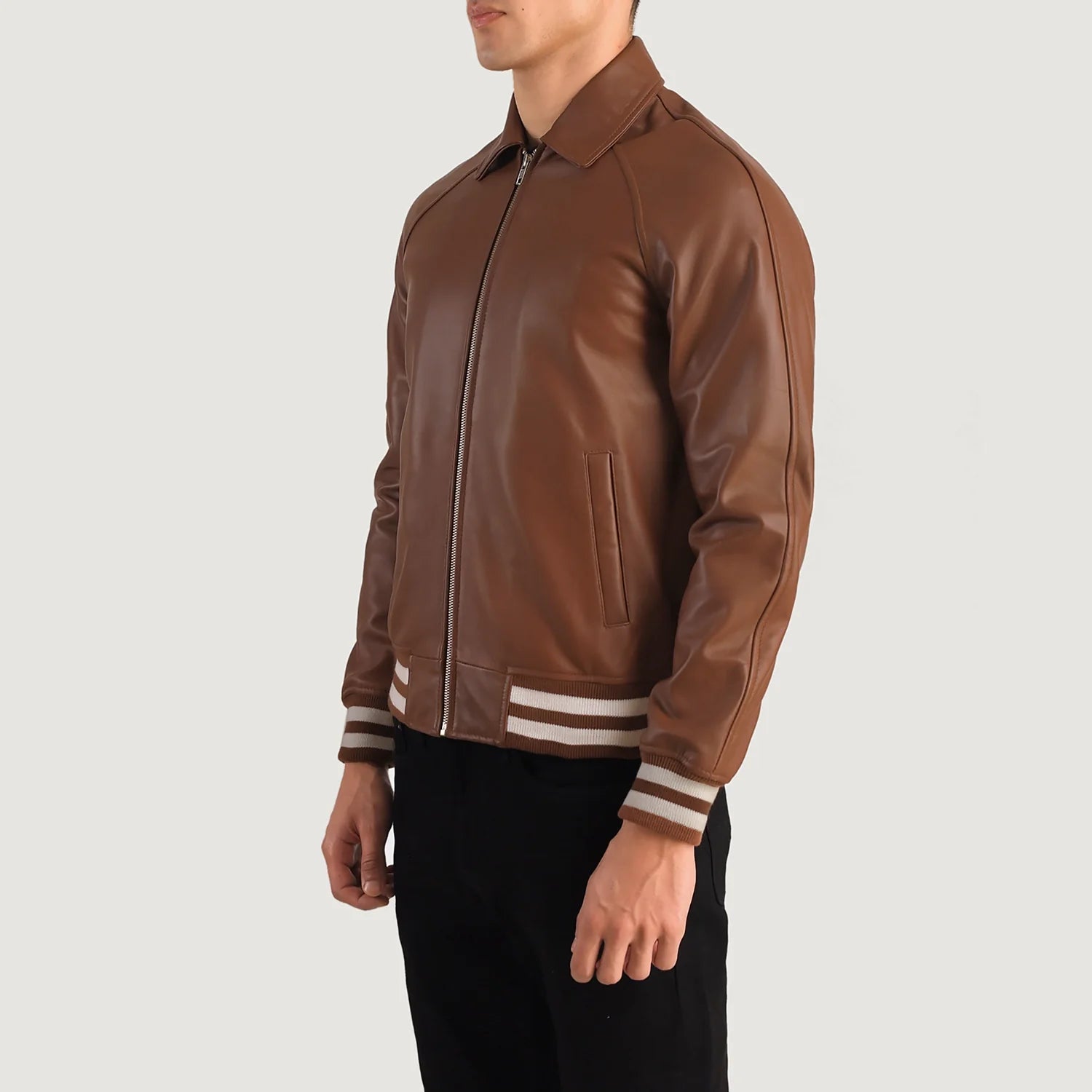 "Walton Black Leather Varsity Jacket – Premium Cowhide Leather & Classic Style"