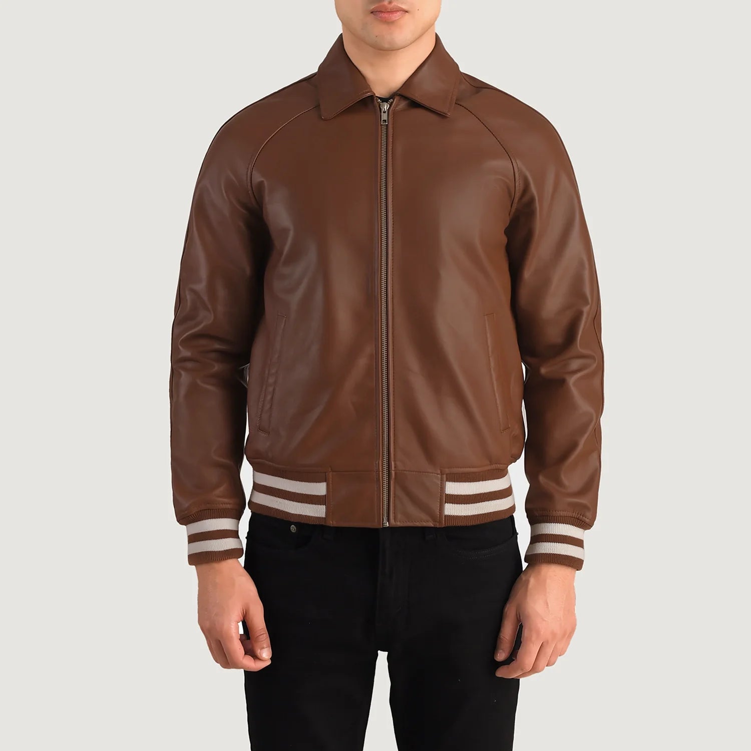 "Walton Black Leather Varsity Jacket – Premium Cowhide Leather & Classic Style"