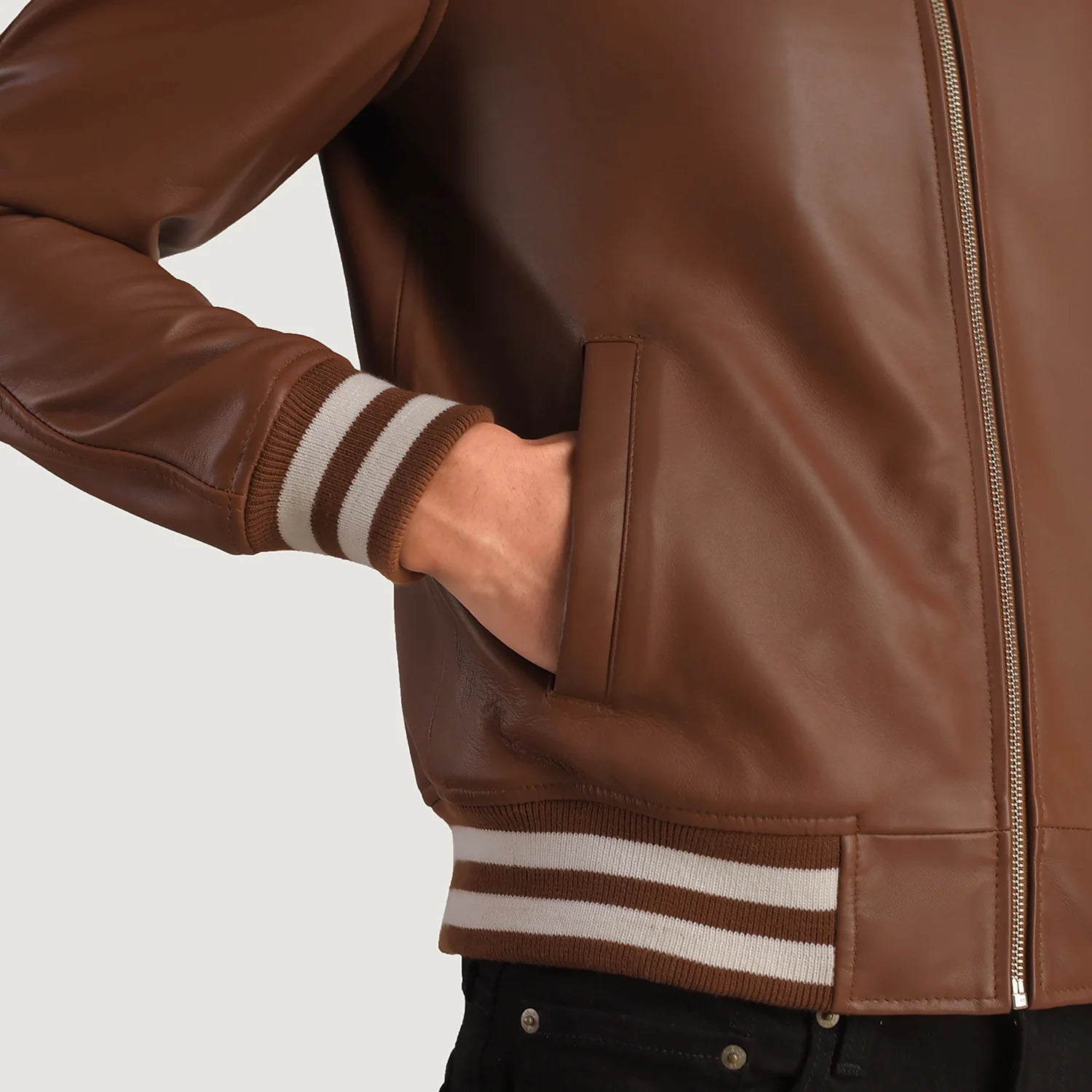 "Walton Black Leather Varsity Jacket – Premium Cowhide Leather & Classic Style"