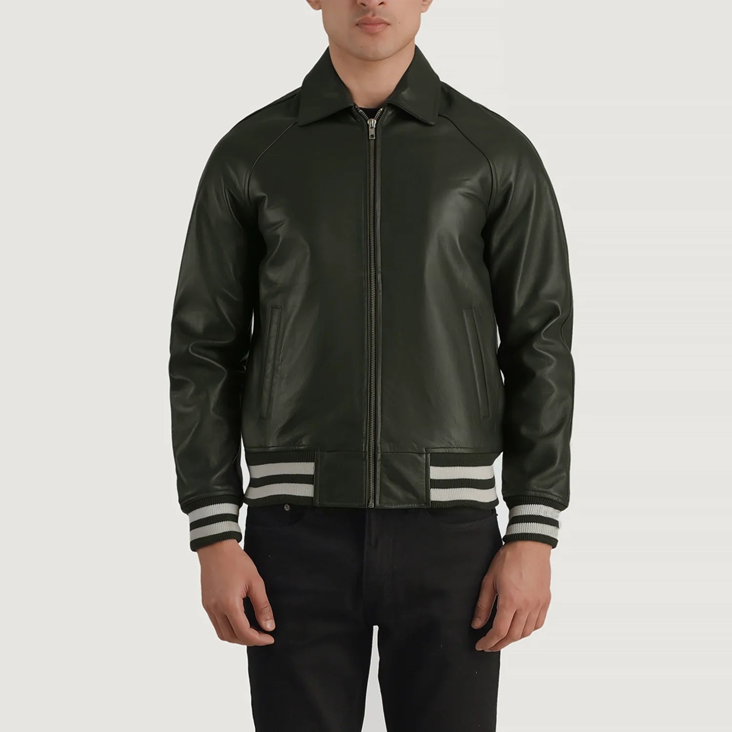 "Walton Black Leather Varsity Jacket – Premium Cowhide Leather & Classic Style"