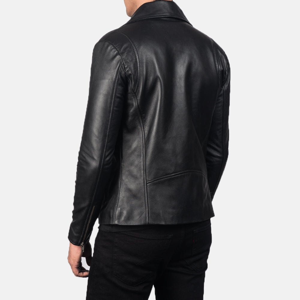 "Michael Brown Leather Biker Jacket – Semi-Aniline Sheepskin with Classic Notch Collar"