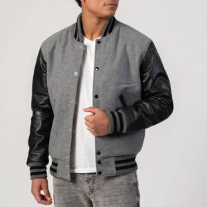 Asher Camel wool body & Black leather sleeves Varsity Jacket - Customization available for School, Club &amp; Brand.