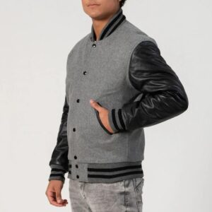 Asher Camel wool body & Black leather sleeves Varsity Jacket - Customization available for School, Club &amp; Brand.