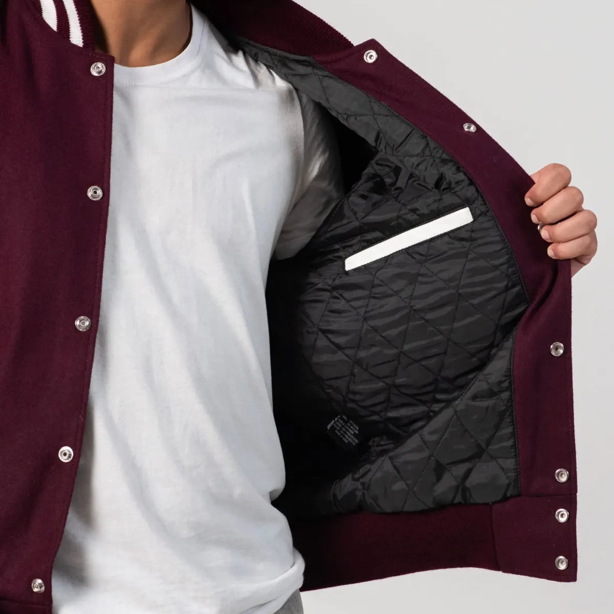 "Alexander Maroon Wool Body & White Leather Sleeves Varsity Jacket – Timeless Style & Premium Craftsmanship