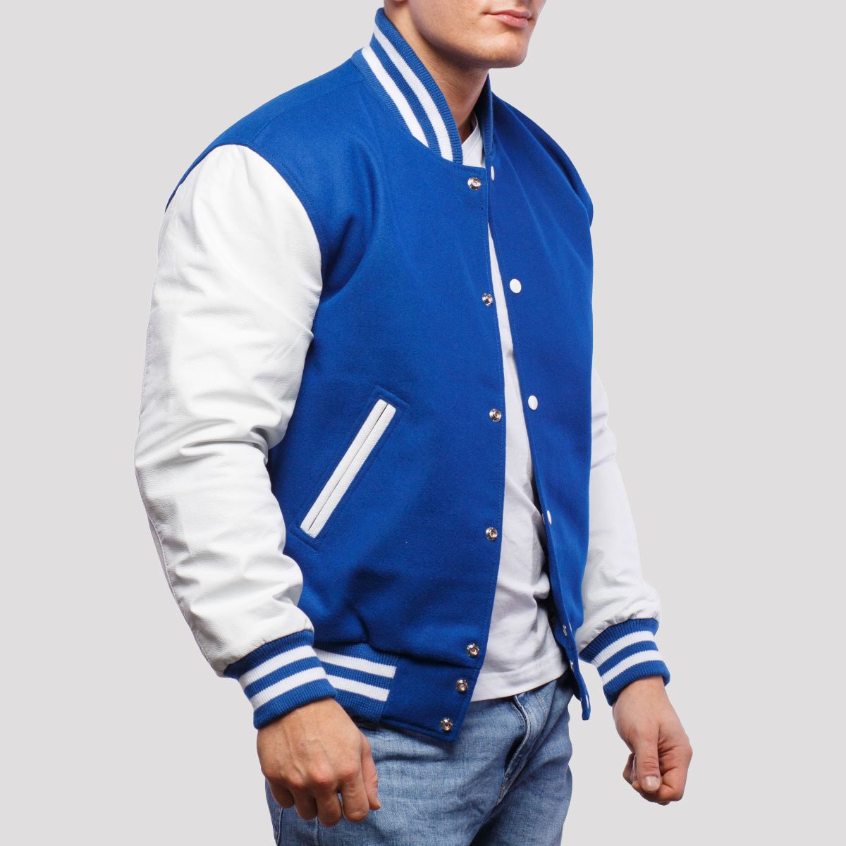 "Alexander Maroon Wool Body & White Leather Sleeves Varsity Jacket – Timeless Style & Premium Craftsmanship