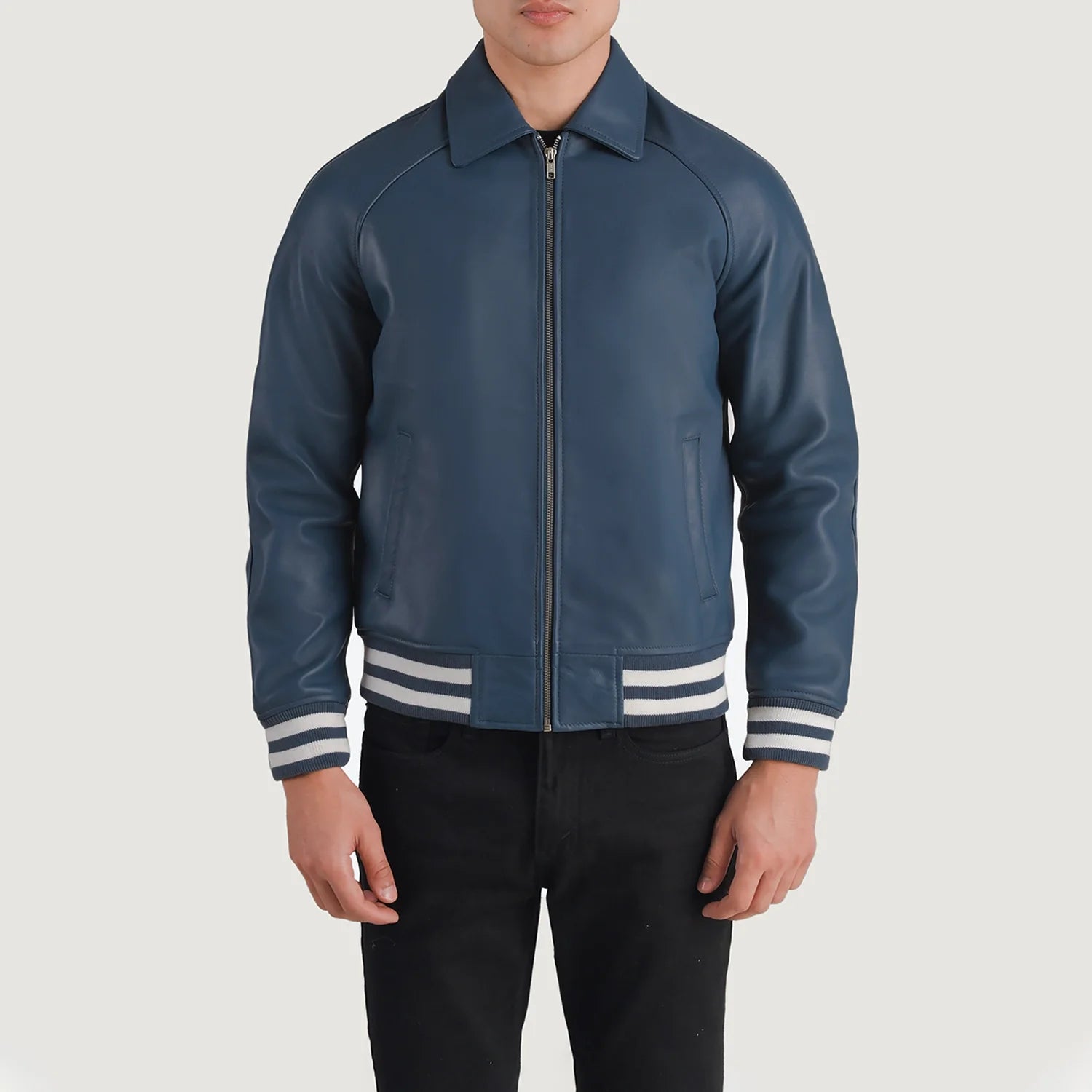 "Walton Black Leather Varsity Jacket – Premium Cowhide Leather & Classic Style"